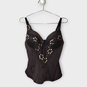 Joan Vass Womens Corset Sz 2X Tops Bra Black Shape Wear Firm Control‎ Underwire